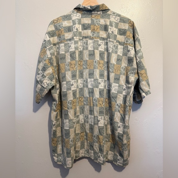 Vintage Harley Davidson Hawaiian Shirt All Over Print Men's 2XL Green/Tan Check - Picture 12 of 12